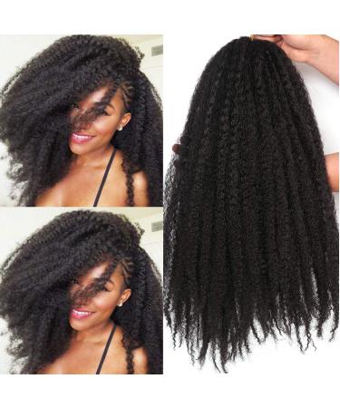 Marley Hair-18 Inch Marley Twist Hair For Twists 3 Packs Cuabn Twist Hair Marley Braiding Hair Springy Afro Twist Hair Kinky Curly Crochet Hair Marley Hair For Faux Locs(18 Inch 3 Packs 1B) 18 Inch (Pack of 3) 1B