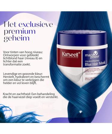 Karseell MACA CARE SYSTEM Blue pigment hair mask nourishing moisturizing repairing antifrizz enhanced blue for dry damaged hair 500 ml - Buy Online on GoSupps.com