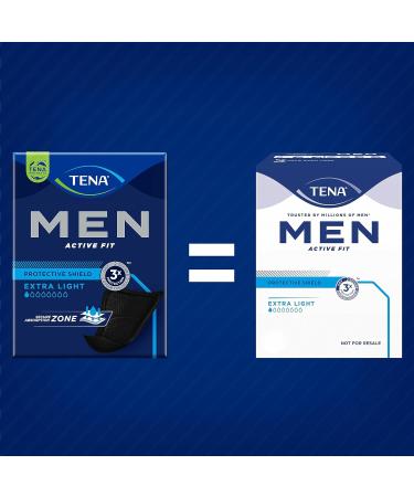 TENA MEN Protective Shield Extra Light - 112 Individually Packaged Hygienic Inlays for Men - Ultra-Thin Urine Protection - Monthly Supply (8 x 14) - Black - Buy Online on GoSupps.com