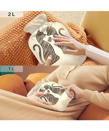 Hot Water Bottle 2L with Cover - Loving Cats Design | Pain Relief & Winter Hand Feet Warmer - International Shipping Available - Buy Online on GoSupps.com