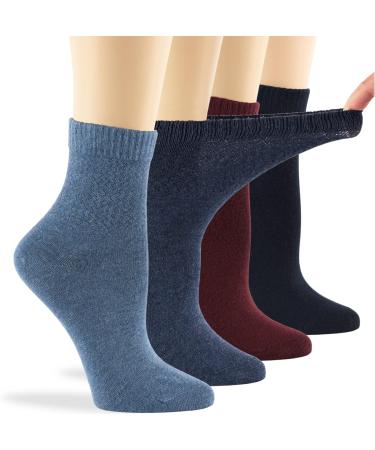 7BIGSTARS KINGDOM Women's Ankle Bamboo Diabetic Socks 4 Pack - Black/Grey/Blue/Beige - Size 5-9 - Soft & Comfortable - Buy Online on GoSupps.com
