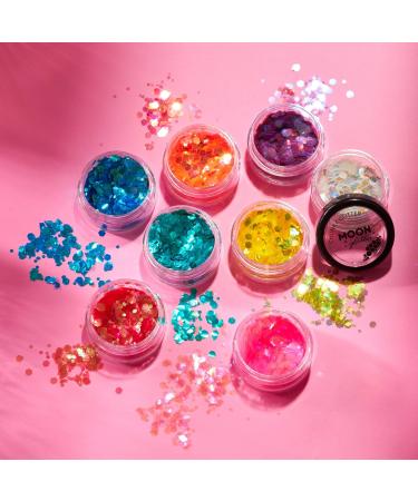 Moon Glitter White Iridescent Chunky Glitter - Cosmetic Festival Makeup for Face, Body, Nails, Hair, Lips - 3g - Buy Online on GoSupps.com