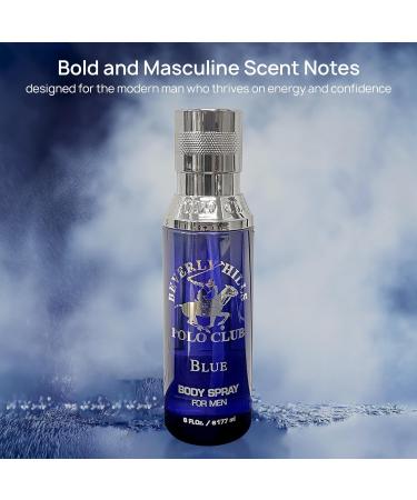 Beverly Hills Polo Club Body Spray for Men - BHPC Blue - Notes of Lavender & Sandalwood - Fresh Oceanic Long Lasting Cologne Scents - Ideal Gift for Him 6oz - Buy Online on GoSupps.com