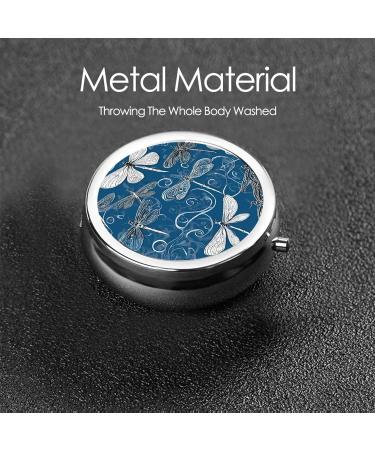Blue Dragonfly Mini Round Pill Box | 3 Compartment Travel Organizer | Portable Medicine Case for Home & Office Use - Buy Online on GoSupps.com