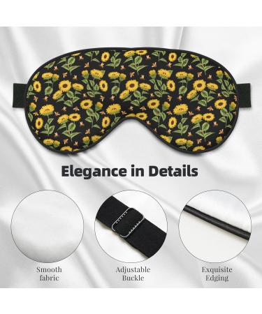 Buy Bees and Sunflowers Print Sleep Masks | Comfortable Soft Eye Mask with Adjustable Strap | Perfect for Home & Travel Use - Buy Online on GoSupps.com