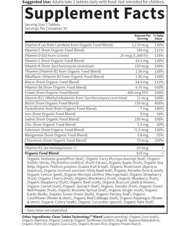 Garden of Life Organics Organic Multivitamin for Women - Womens Multi with Vitamin C D Folate B6 B12 Biotin Iron Vegan Whole Food Vitamins for Women Energy Skin Nails 60 Tablets 60 Count (Pack of 1) - Buy Online on GoSupps.com