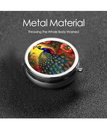 Peacock Flowers Round Pill Box | 3 Compartment Organizer | Portable Travel Pill Box for Easy Medication Management - Buy Online on GoSupps.com