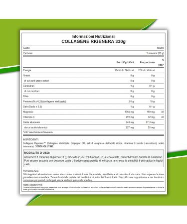  WHY NATURE WHY NATURE REGENERA COLLAGEN - Pure Natural Hydrolyzed Collagen - With Magnesium Vitamin C & Hyaluronic Acid - Neutral Taste - 330g - Buy Online on GoSupps.com