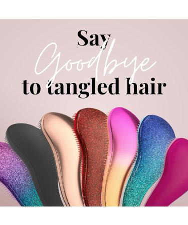 Lily England Detangle Hair Brush for Curly, Straight & Thick Hair - Gentle Detangling Hairbrush for Kids & Women - Flexible Bristles - Purple Glitter/Pink/Purple - Buy Online on GoSupps.com