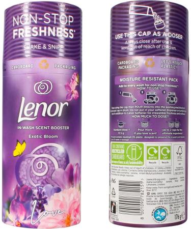 2 Pack Lenor In-Wash Scent Booster Beads Exotic Bloom Laundry Perfume Non-Stop Freshness Up To 12 Weeks In Storage 176g and Wooden Laundry Pegs x6 - Buy Online on GoSupps.com