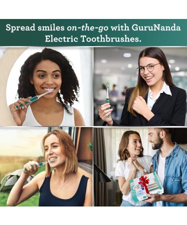 GuruNanda Steel Sonic Toothbrush - Rechargeable 5 Modes 2 Min Smart Timer & Replacement Brush Heads - Teal | International Shipping Available - Buy Online on GoSupps.com