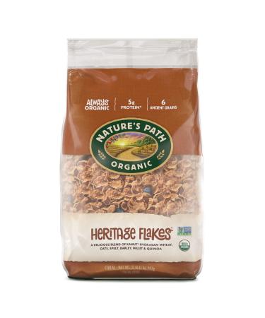Nature's Path Organic Heritage Flakes Cereal, 2 Lbs. Earth Friendly Package (Pack of 6), Non-GMO, 6 Ancient Grains, Low Sugar, High Fiber, 5g Plant Based Protein Heritage Flakes 32 Ounce (Pack of 6)