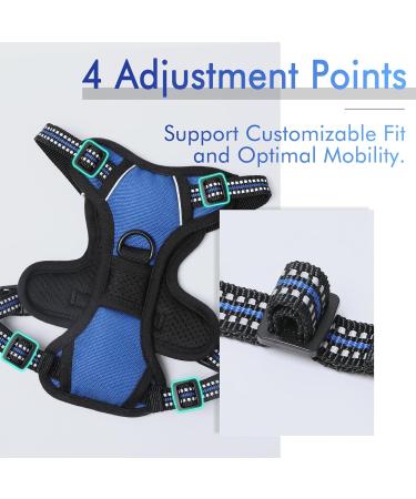 Rabbitgoo Adjustable Dog Harness for Small Dogs - No Pull Control Breast Harness with Reflex Stripes Breathable Design - XS Blue (1 Pack) - Buy Online on GoSupps.com