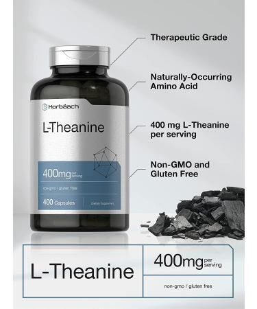 L-Theanine 400mg Capsules - Value Size | High Potency Formula | Non-GMO & Gluten Free by Horbaach - Buy Online on GoSupps.com