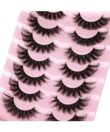 Kiromiro Faux Mink Lashes Fluffy 6D False Eyelashes 17mm Wispy Cat Eye Lashes that Look Like Extensions Strip Lashes Pack - Buy Online on GoSupps.com