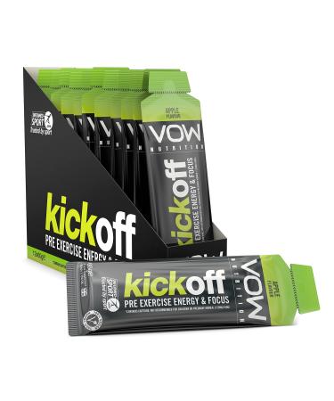 Vow Kick Off x 12 60g Energy Gels with 75mg Caffeine 22g Carbohydrates Apple Flavour Informed Sports Approved Carb Gel Sports Gel Cycling Running Soccer Rugby Football Supplements