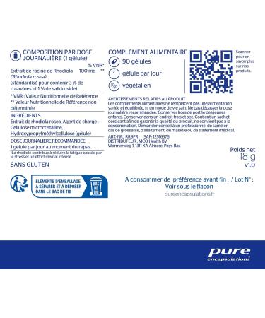 Pure Encapsulations - Rhodiola Rosea - Adaptogene Plant against Stress and Mental Fatigue - 60 Capsule - Buy Online on GoSupps.com