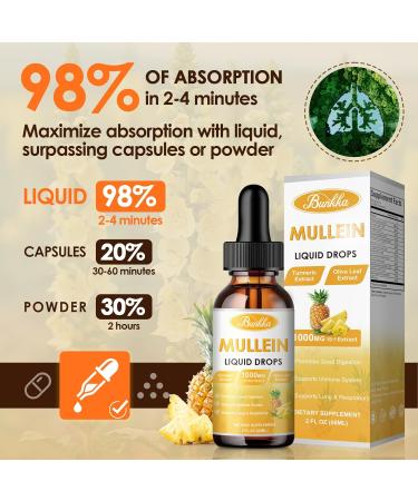 Mullein Drops for Lungs - 13 in 1 Vegan Tincture with Calendula & Elderberry | Herbal Respiratory & Immune Support | 2 FL OZ Pineapple Flavor - Buy Online on GoSupps.com