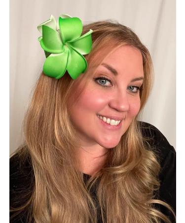 Set of Three Green Foam Plumeria Flower Hair Clips - Handmade Hawaiian Hair Accessories - Buy Online on GoSupps.com