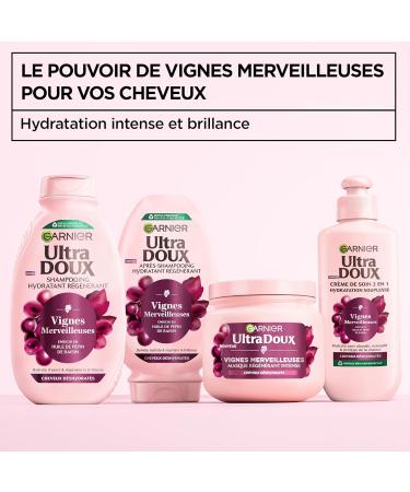Garnier Ultra Doux Vignes Merveilleuses pour Cheveux D shydrat s - Cr me de Soin 2-en-1 Hydratation Souplesse - l'huile de p pin de raisin - 200 ml - Homme & Femme 2en1 Vignes Merveilleuses - Buy Online on GoSupps.com