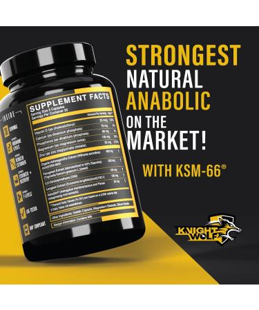 Night Wolf Supps KSM-66 Organic Ashwagandha 600mg Fenugreek Natural Anabolic and Muscle Support - with AstraGin for High Absorption - USA Made & Non GMO 3rd Party Tested - 90 Capsules KSM-66 Natural Anabolic - Buy Online on GoSupps.com