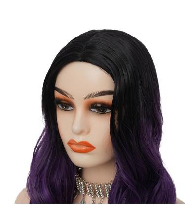Buy Lila Long Wavy Ombre Synthetic Wig for Women - Black to Purple Curly Hair for Halloween & Daily Use - Buy Online on GoSupps.com
