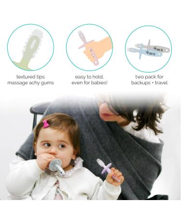 ZoLi Chubby Gummy teether | 2 Pack Baby Teething Relief - Blush/Grey BPA Free Teething Stick - Teething Toy - Buy Online on GoSupps.com