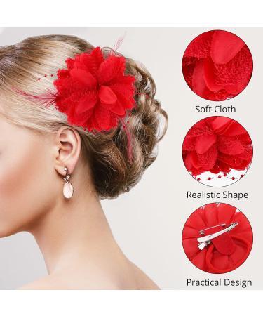 Sibba Flower Clips - Elegant Hairpins with Red Roses for Weddings Tea Parties & Special Occasions | Women's Accessories & Headwear - Buy Online on GoSupps.com