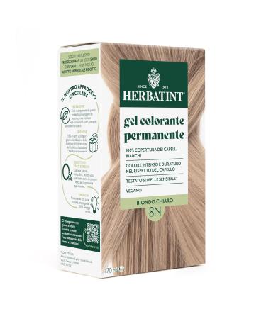 Herbatint Herbatint Permanent Hair Colour Gel 8N Light Blonde - 170 ml | Ammonia-Free 100% White Hair Coverage | for Sensitive Skin with 8 Organic Natural Extracts