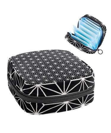 Women's bonds storage pockets still pad black and white simple hexagonal star pattern portable period kit pocket feminine product bag for women girls color4