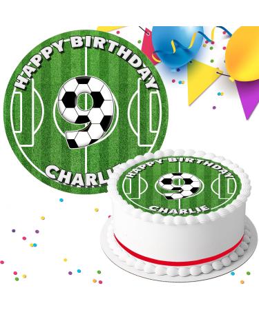 FOOTBALL GRASS PITCH YOUR NAME & AGE BIRTHDAY EDIBLE ICING CAKE TOPPER FB8482 - Buy Online on GoSupps.com