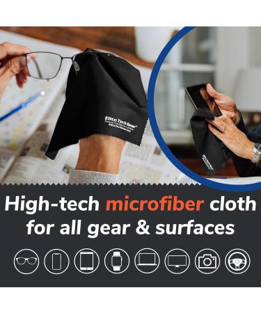 Elite Tech Gear Microfiber Cleaning Cloth for Glasses - 4-Pack Oversized 12x12 | Durable Eyeglass & Electronics Wipes - High Tech Quality Material (Black - Buy Online on GoSupps.com