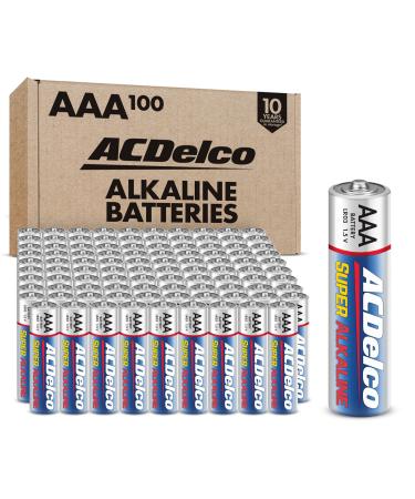ACDelco 100-Count AAA Batteries, Maximum Power Super Alkaline Battery, 10-Year Shelf Life, Recloseable Packaging 1 Count (Pack of 100)