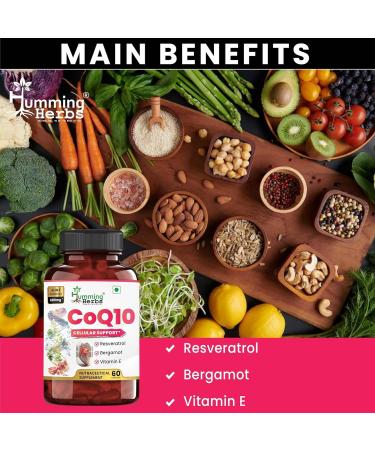 Cellular Support CoQ10 600mg Supplement with Resveratrol Bergamot & Vitamin E - Heart Health & Energy Booster - Antioxidan - Buy Online on GoSupps.com