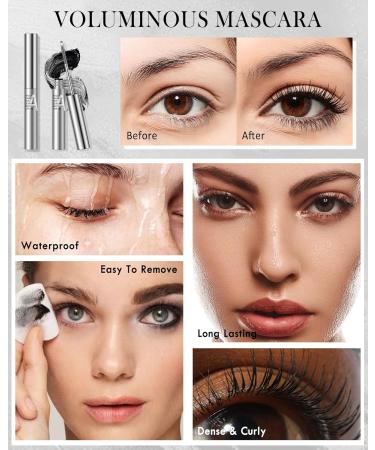 Washable Metal Rod Mascara Brown Waterproof Tubing Mascara Volume and Length 3D Skinny Curling Iron Wand Mascara Long Lasting Smudge-Proof Non Clumping Lengthening Fiber Lash Mascara Makeup for Women - Buy Online on GoSupps.com