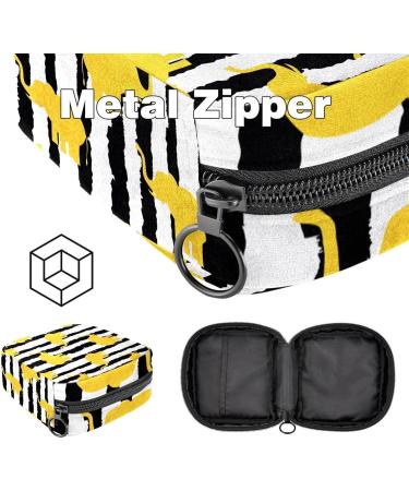 Stylish Women's Napkin Storage Pocket - Yellow Elephants & Black Stripes - Portable Menstrual Cup & Bandage Bags for First Period - Buy Online on GoSupps.com