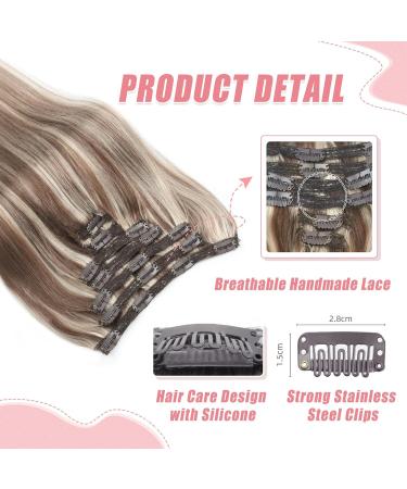 Vlasy Clip in Hair Extensions Human Hair 14 Inch (70 g) P16/60# - Seamless & Natural Thick Weft for Women - Buy Online on GoSupps.com