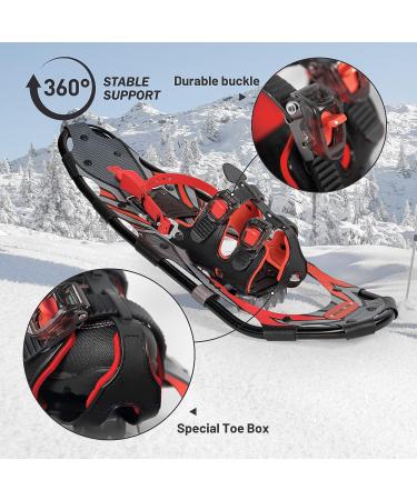 Lightweight 21/25/30 Inches Snowshoes with Ratchet Binding and Trekking Poles - Red 30 (Up to 250lbs) - Buy Online on GoSupps.com
