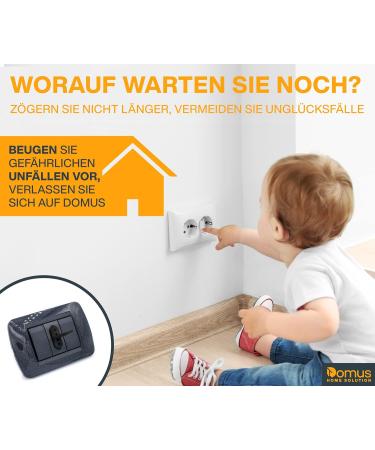 DOMUS Socket Safety Locks - 20 Pack for Babies & Children | Secure Socket Protectors with 2 Keys (Black) - Buy Online on GoSupps.com