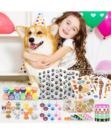 122PC Dog Party Gifts | Birthday Party Accessories for Dogs | Gift Bags DIY Facial Stickers Keychains & Stickers for Kids - Buy Online on GoSupps.com