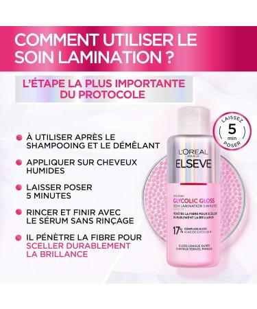 L'Or al Paris Elvive Glycolic Gloss Apr s-Shampooing 150ml + Shampoing 200ml + S rum Sans Rin age 150ml + Traitement de Laminage 5 Minutes 200ml pour Cheveux Ternes et Poreux - 4 Flacons Apr s-Shampooing + Shampoing + S rum + Traitement de Laminage - Buy Online on GoSupps.com