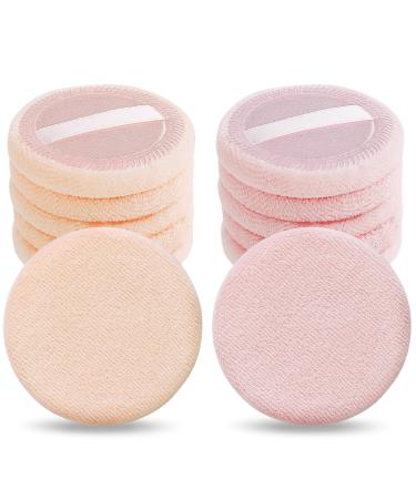 Sibba makeup powder quaste 12 pieces round velours face sponge make-up compact body container setting pressed mixture foundation cream make-up tape strap sponge cushion pink & skin color 12 pieces pink & skin color