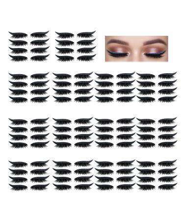 Reusable Eyeliner And Eyelash Stickers 2 in 1 2 IN 1 Fake Eyelashes Eyeliner Stickers Reusable Fake Eyelash Makeup Glitter Eyeliner Stickers (56 pairs-A)