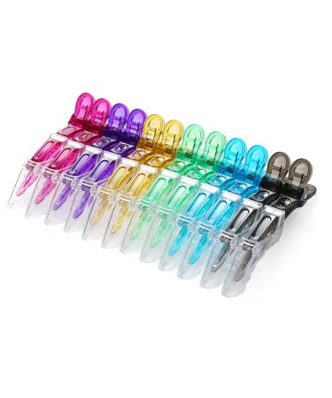Onedor 12 pcs Transparent Professional Hair Stylist Hair Clips. Salon Alligator Croc Hair Clips for DIY Sectioning  Haircuts  and Styling. Easy to Use  Unisex. 12 Count (Pack of 1)