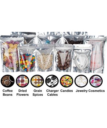 BELLE KR Mylar Bags 6x9 - 100 Pack | 7.5mil Thickness, Self-Standing Ziplock Bags for Food Storage | Resealable, Clear Packaging Bags with Label Stickers - Buy Online on GoSupps.com