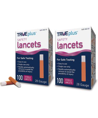TRUEplus Safety Lancets 28g 2x100ct - 200 Count | Easy, Painless Blood Sampling - Buy Online on GoSupps.com