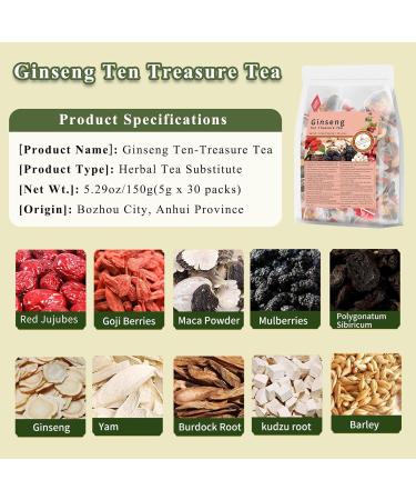GXJIXf Ginseng Ten Treasure Tea Ginseng & Mulberry Herbal Tea ten organic herbal tea for Women & Men 60*bag2*pac - Buy Online on GoSupps.com