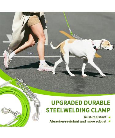 Yard Leash for Dogs - Shock Absorbing 15m Tie Out Cable | Durable Outdoor Leash in Green - Buy Online on GoSupps.com