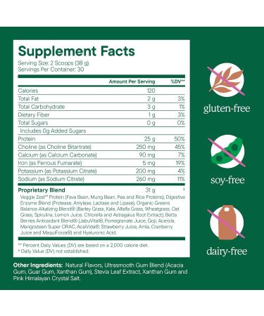 NUTRANELLE Chocolate Protein Powder - 25g Vegan Protein Powder with Greens - Unsweetened & Gluten Free Plant Based Protein - Gluten Free Nutrition Made in USA - Perfect for Smoothies Shakes & Recipes Chocolate 2.4 Pound (P  - Buy Online on GoSupps.com