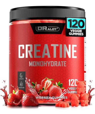 99.99% Creatine Monohydrate Gummies More 15% Strength 5X Energy & Muscle Support Pre-Workout Complex Creatine for Women & Men with 5000mg Creatine L-Taurine B12 Mg & K 0 Sugar Vegan Strawberry 120 Count (Pack of 1)